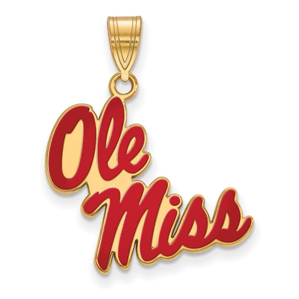 14K Gold Plated Sterling Silver U. of Mississippi Large Enamel Pendant